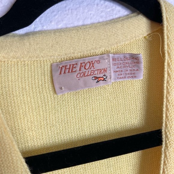 Vintage The Fox Collection Grandpa Yellow Button Up Sweater - Picture 4 of 9
